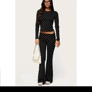 Edikted Black and White Polka Dot Flare Set